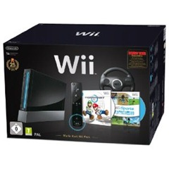 wii Nintendo Wii "Mario Kart Pak"   Konsole inkl. Wii Sports, Mario Kart Wii, Wii Lenkrad + Remote Plus Controller für 188,99 Euro