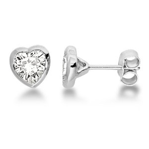 Miore Damen-Ohrstecker 925 Sterling-Silber Herz mit Zirkonia MPS029E