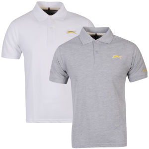 Slazenger Men's 2-Pack Polos - White/Grey