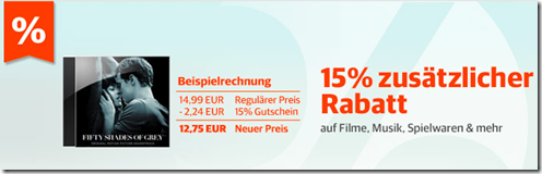 Bild zu Buch.de: 15% Rabatt auf Spielwaren, Filme, Musik usw.