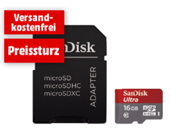 Bild zu [Ausverkauft] Media Markt: SANDISK microSDHC Ultra 16GB für 7€