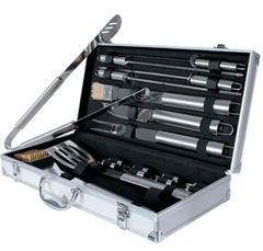 Bild zu 18-teiliges Barbecue Grillbesteck Set aus Edelstahl inkl. BBQ Aluminiumkoffer für 14,95€