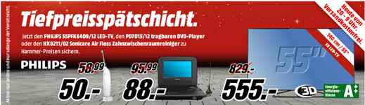 Bild zu Media Markt Tiefpreisspätschicht, z.B. Philips 55PFK6409 (55”) LED-TV für 555€