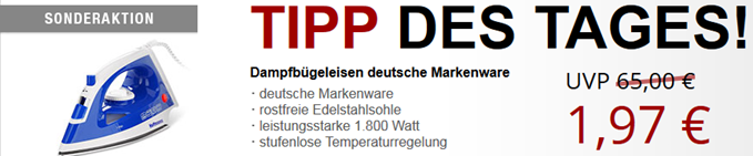 Bild zu Hoffmanns Dampfbügeleisen + 3 Gratisartikel für 1,97€ zzgl. 5,97€ Versand