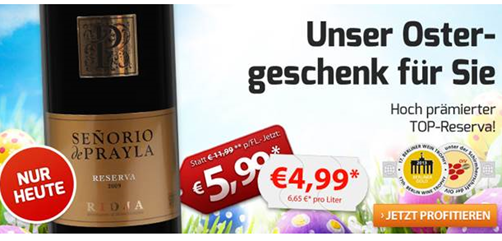 Bild zu Nur heute: 6 x goldprämierter spanischer Rotwein für 19,94€ zzgl. 6,50€ Versand