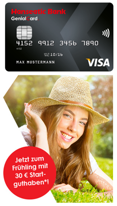 Bild zu GenialCard Visa Karte mit 30€ Gutschrift – gebührenfrei und mit Sofortentscheidung