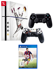 Bild zu PlayStation 4 (im Fußball-Look) + FIFA 15 + zweiten Controller inkl. 3 Jahren Garantie ab 389,99€