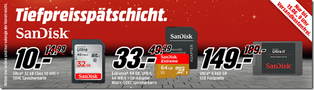 Bild zu Media Markt Tiefpreisspätschicht mit verschiedenen SanDisk Artikeln