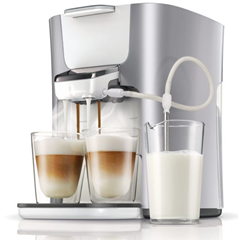 Bild zu Philips Senseo HD7857/20 Latte Duo-Kaffeepadmaschine (2650 Watt, Touchpanel, Duo Latte-Funktion) silber für 111€