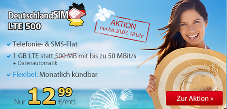 Bild zu DeutschlandSIM: 1GB LTE Flat im o2 Netz inkl. Sprach- und SMS Flat für 12,99€/Monat – monatlich kündbar