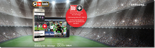 Bild zu Infoartikel: Samsung S6 kaufen + gratis Samsung Galaxy Tab 4 inkl. 12 Monate Bild+ inklusive Bundesliga anfordern