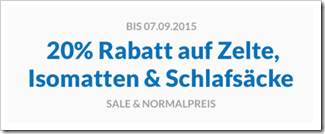 Bild zu Engelhorn: 20% Extra Rabatt auf Zelte, Isomatten und Schlafsäcke