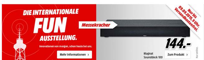 Bild zu Magnat Sounddeck 100 Heimkino-Sounddeck mit integriertem Subwoofer/Bluetooth [Energieklasse A] für 144€