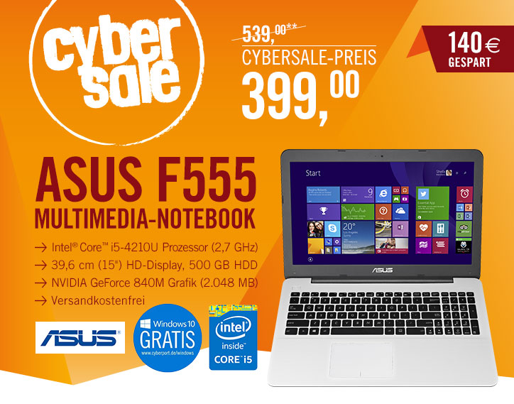 Bild zu 15 Zoll Notebook Asus X555 F555LN-DM267H für 399€ inkl. Versand