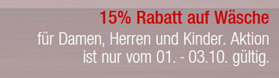 Bild zu Galeria Kaufhof: 15% Extra Rabatt auf Wäsche + 12€ Rabatt (ab 75€ MBW)