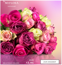 Bild zu Miflora: 20 pastellfarbene Rosen (50cm) für 15,96€