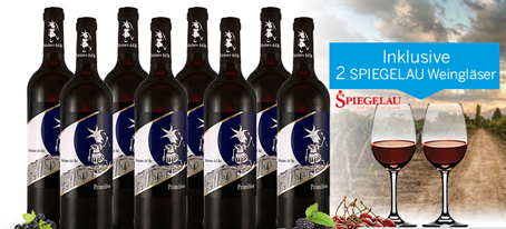 Bild zu 8 Flaschen Selezione del Re Primitivo (Rotwein) + 2 Spiegelau Weingläser für 39,90€