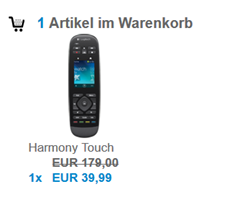 Bild zu Preisfehler: Logitech Harmony Touch Fernbedienung für 39,99€