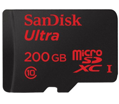 Bild zu SanDisk Ultra 200GB microSDXC bis zu 90 MB/Sek, Class 10 Speicherkarte für 88€