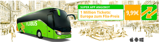 Bild zu FlixBus: 1 Million Tickets für je 9,99€ (nur per App)