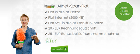 Bild zu Klarmobil Allnet-Spar-Flat im Vodafone Netz (2GB Datenflat, Flat in alle Netze, SMS-Flat) für 14,85€/Monat