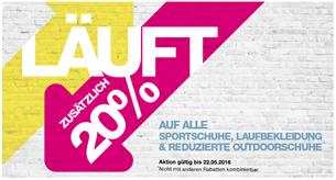 Bild zu Sport Arena: 20% Rabatt auf alle Sportschuhe, Laufbekleidung & reduzierte Outdoorschuhe