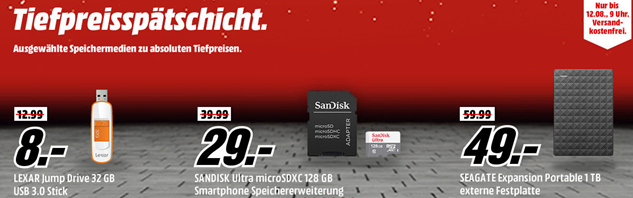 Bild zu LEXAR JumpDrive S75 USB-Stick 32 GB für 8€ und weitere Angebote bei der “Media Markt Tiefpreisspätschicht”