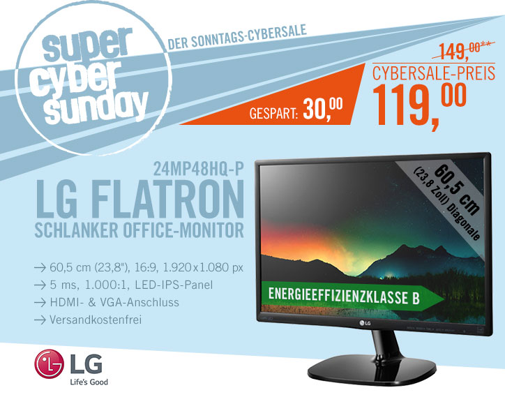 Bild zu 24 Zoll IPS Monitor LG Flatron 24MP48HQ-P für 119€