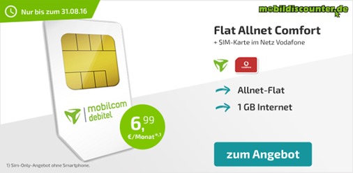 Bild zu [Top] Vodafone Allnet-Flat (Flat in alle Netze + 1GB Datenvolumen) für 6,99€/Monat