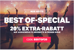 Bild zu Groupon: 20% Extra Rabatt auf ein Angebot in eurer Nähe + 15% Rabatt auf Produkt- sowie Reisedeals