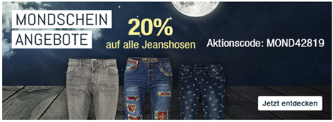 Bild zu Galeria Kaufhof Mondscheinangebote mit 20% Rabatt auf alle Jeanshosen