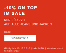 Bild zu Zalando: 10% Extra Rabatt auf alle Herren Jeans & Jacken oder 10% Extra Rabatt auf alle Damen Jeans