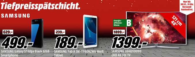 Bild zu Media Markt Tiefpreisschicht mit Angeboten von Samsung, so z.B. Samsung S7 Edge für 499€