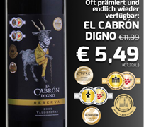 Bild zu Weinvorteil: 12 Flaschen des mehrfach goldprämierten El Cabrón Digno–Reserva ab 40,83€