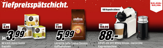 Bild zu Media Markt Tiefpreisspätschich mit Kaffee (+ Kapselmaschinen)