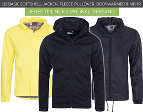 Bild zu US Basic Softshell, Pullover, Westen usw. für je 4,99€ inklusive Versand