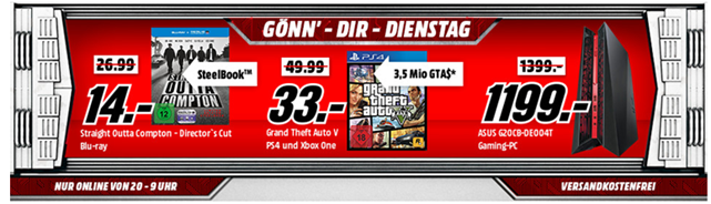 Bild zu Media Markt “Gönn dir Dienstag” mit z.B. Grand Theft Auto 5 (GTA 5) für 33€