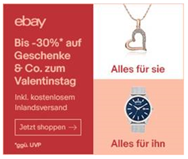 Bild zu eBay: Valentinstag Aktion mit bis zu -30% auf ausgewählte Artikel