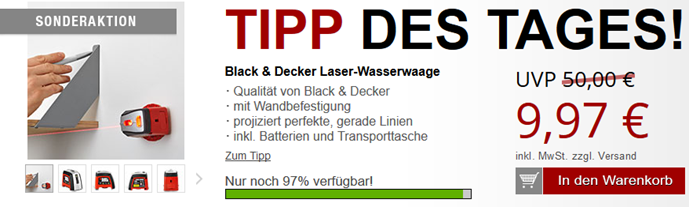 Bild zu Black & Decker Laser-Wasserwaage + 4 Batterien + 2 Gratisartikel für 15,93€