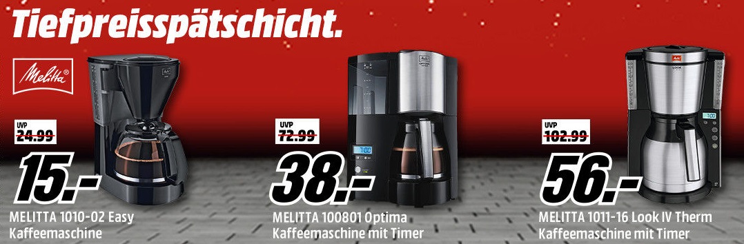 Bild zu Media Markt “Tiefpreisspätschicht” mit verschiedenen Kaffeemaschinen von Melitta