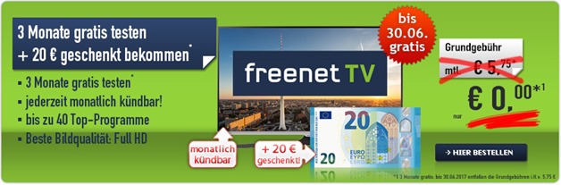 Bild zu [DVB T 2] Freenet TV bis 30.06 kostenlos testen, jederzeit monatlich kündbar + 20€ Barprämie erhalten