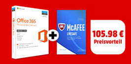 Bild zu Microsoft Office 365 Personal + McAFEE LiveSafe 2017 für 29€