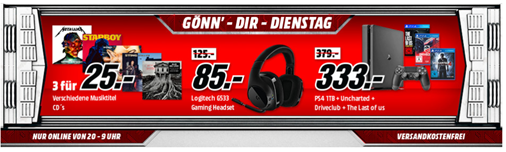 Bild zu Media Markt “Gönn´ dir Dienstag”, z.B. Sony PlayStation 4 (PS4) Slim 1TB + Uncharted 4: A Thief’s End + DriveClub + The Last of Us: Remastered für 333€