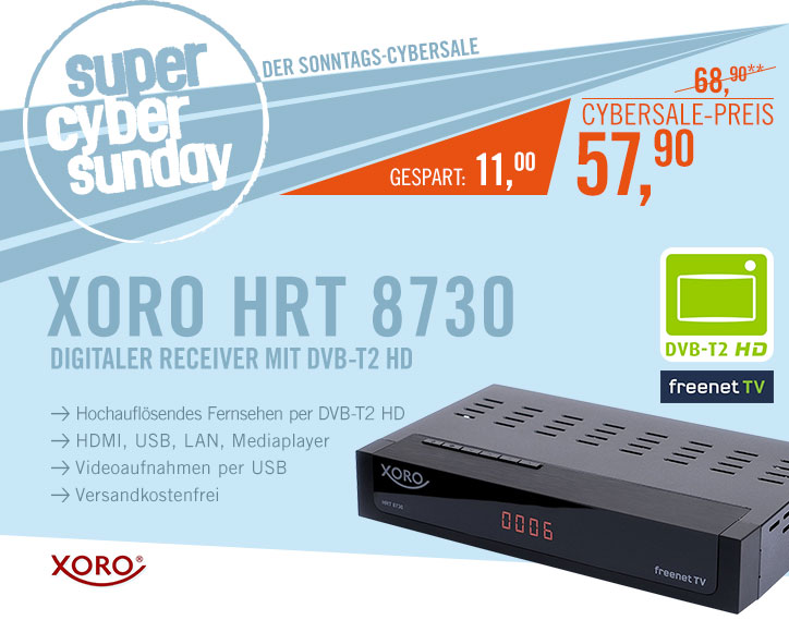 Bild zu Xoro HRT 8730 DVB-T2HD PVR Receiver für 57,90€