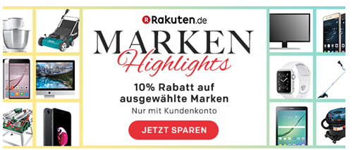 Bild zu Rakuten: 10% Rabatt auf die Marken Apple, Samsung, Makita, Sony und Bosch