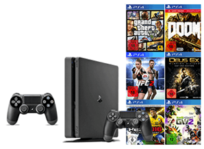 Bild zu Sony Playstation 4 (500GB) Slim + 2. Controller + 2 Spiele nach Wahl für 299€