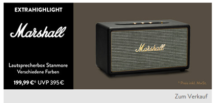 Bild zu Marshall Stanmore Bluetooth-Lautsprecher ab 184€ (Vergleich: 255,60€)