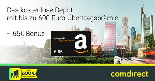 Bild zu Bis zu 600€ Prämie + 65€ Amazon.de Gutschein für das kostenlose comdirect Depot