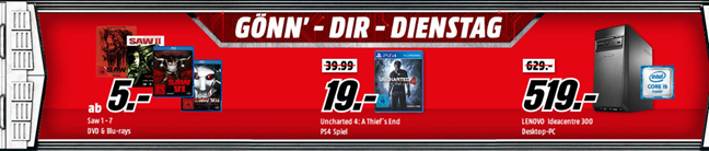 Bild zu MediaMarkt “Gönn dir Dienstag” mit Computer & Gaming-Zubehör, Games, Filmen und Musik