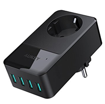 Bild zu AUKEY USB Ladegerät mit 4 USB Ports sowie extra Steckdose für 12,99€